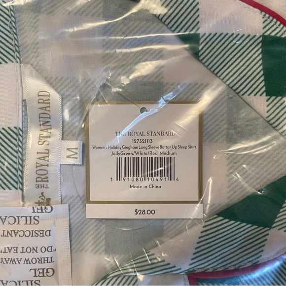 THE ROYAL STANDARD Women's Holiday Gingham Long Sleeve Sleep Shirt Medium - Picture 6 of 7